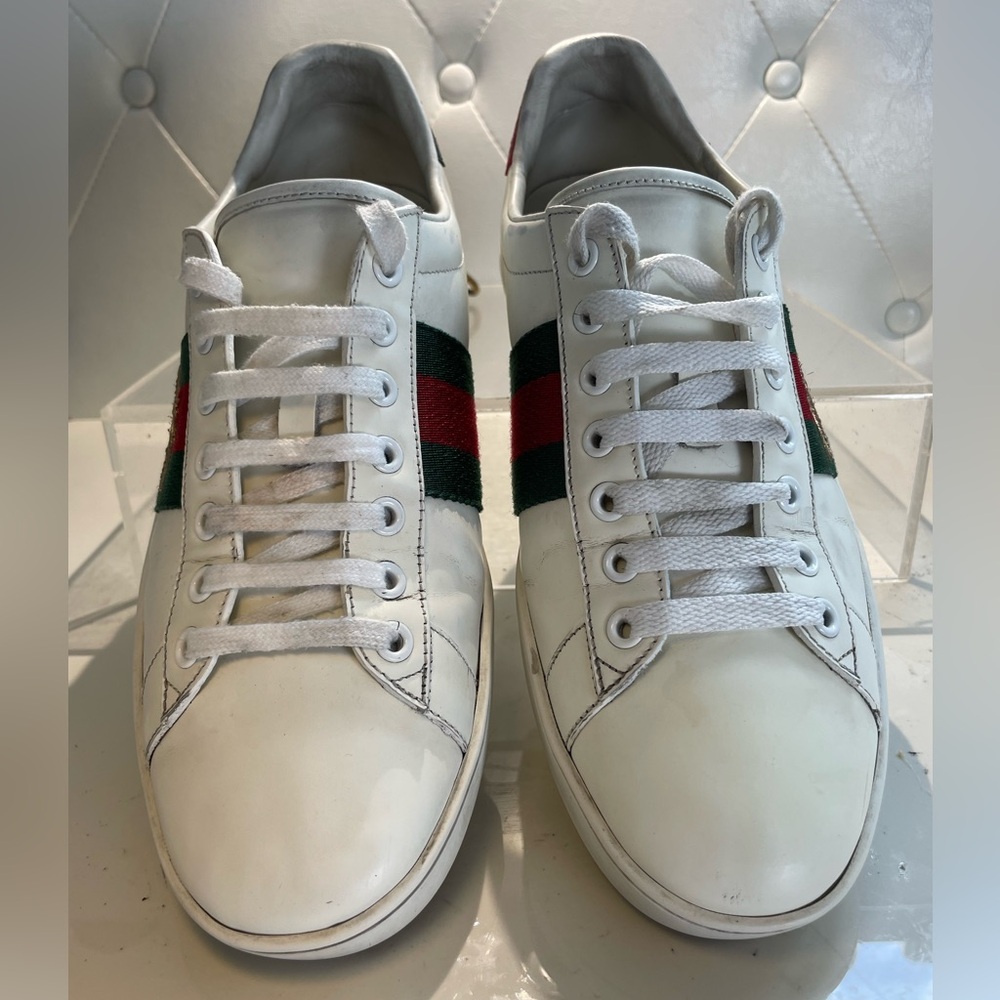 GUCCI men’s Ace embroidered Snearkers sz 9 made in italy